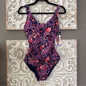 Lands End NWT Floral One-Piece Swimsuit Tummy Control XS